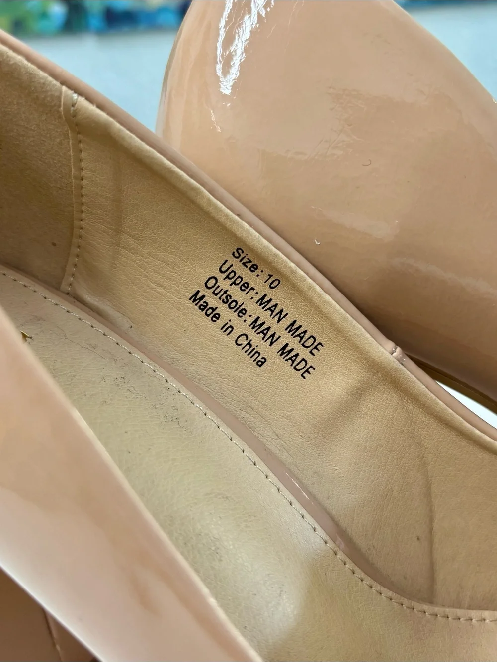 New York & Company Nude Patent Platform Block Heels